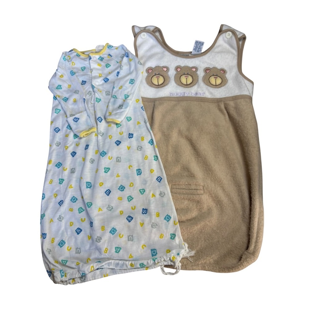 Vtg Baby Sleepers Tykes Baby Bgosh Newborn 0-9M ABC Bear Lot of Two